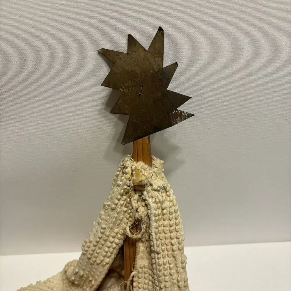 Handmade Primitive Rag Doll Stick Figure 29” Rustic Folk Art Cottagecore Decor